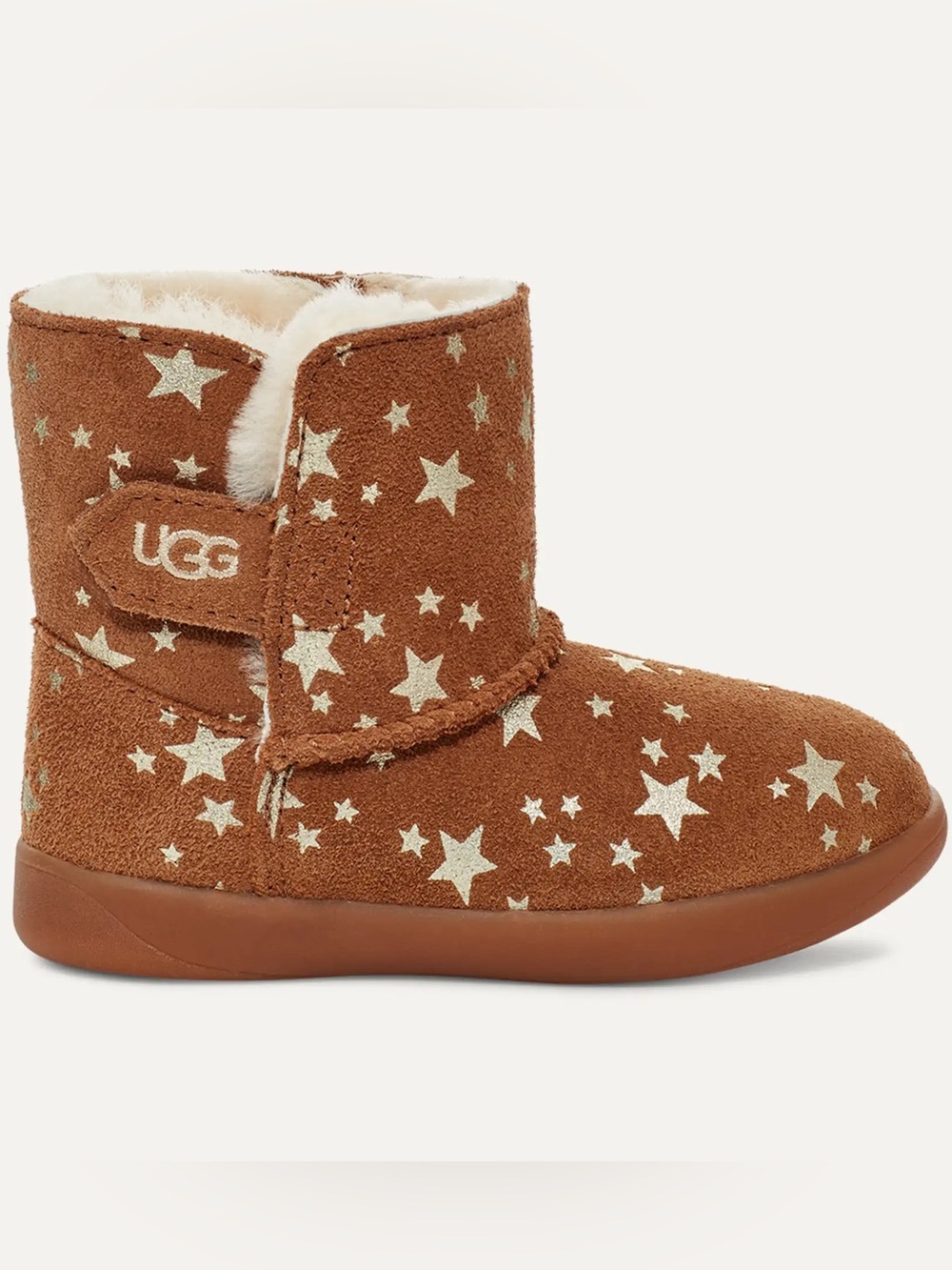 UGG Australia Keelan Suede Star Print Shearling Boots Tan Size 2/3 Toddler